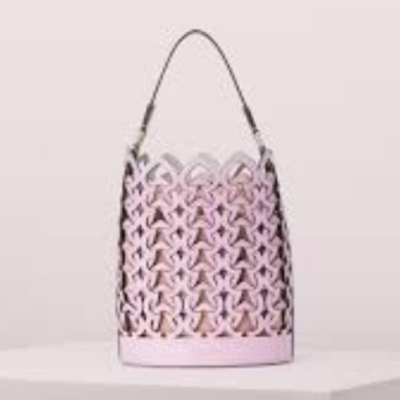 💜 Kate Spade Dorie Sweet Pea Lavender Bucket BagWoven Leather SpadesLarge